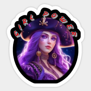 Girl power, violet eyed pirate Sticker